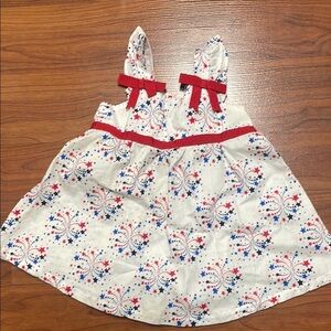 Baby girl Patriotic Red and Blue Star Dress size 3/6 month
